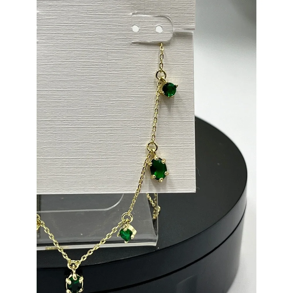 Kendra Scott Cailin Green Crystal May Delicate Strand Gol Plated Necklace
